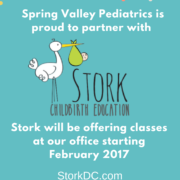 Stork Expectant parents at childbirth education class — Spring Valley Pediatrics Washington DC