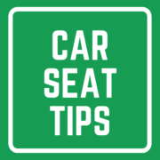 Green and White Safety First Square Safety Sticker Child safely buckled in correct car seat — Spring Valley Pediatrics Washington DC